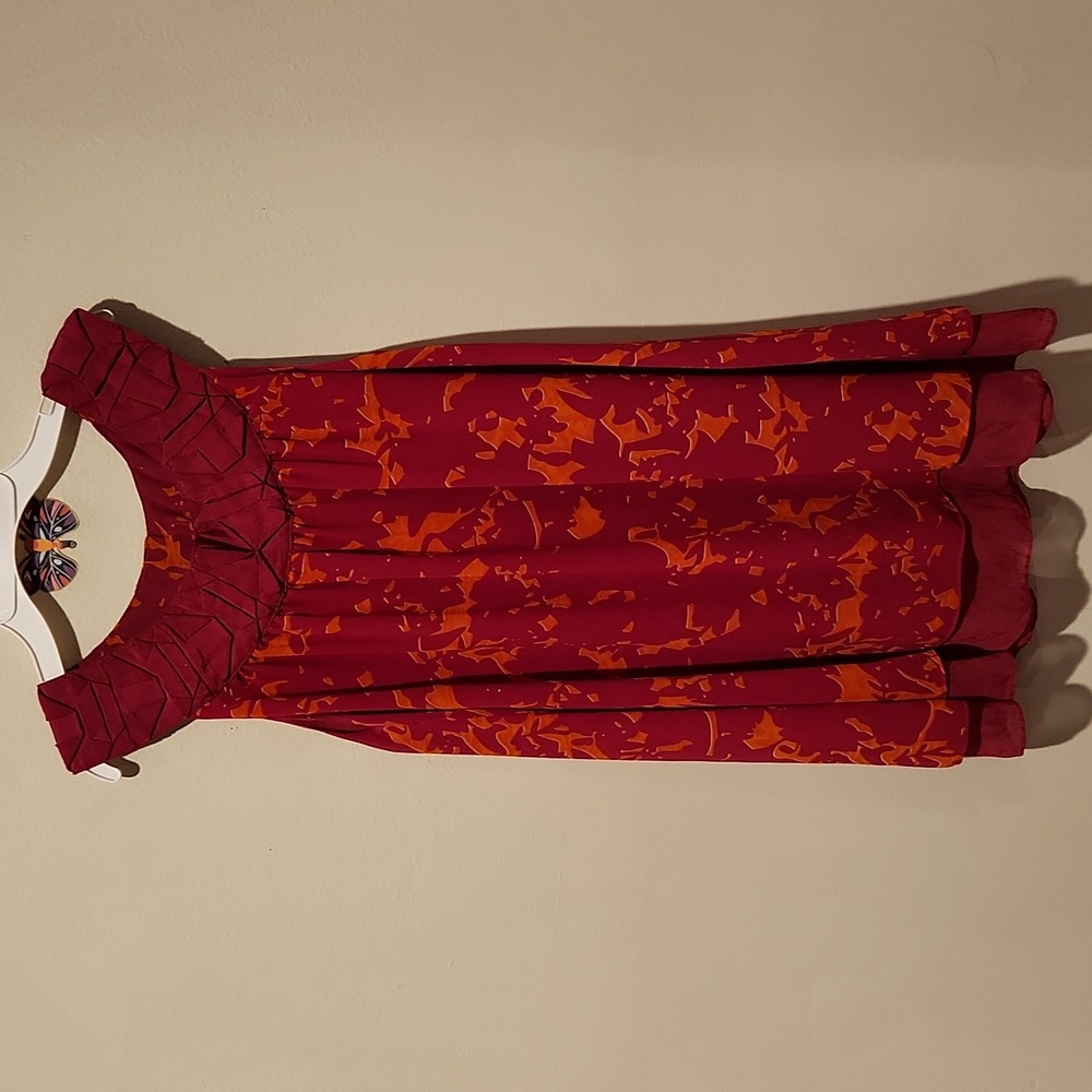 CAbi Red and Orange Tunic Top